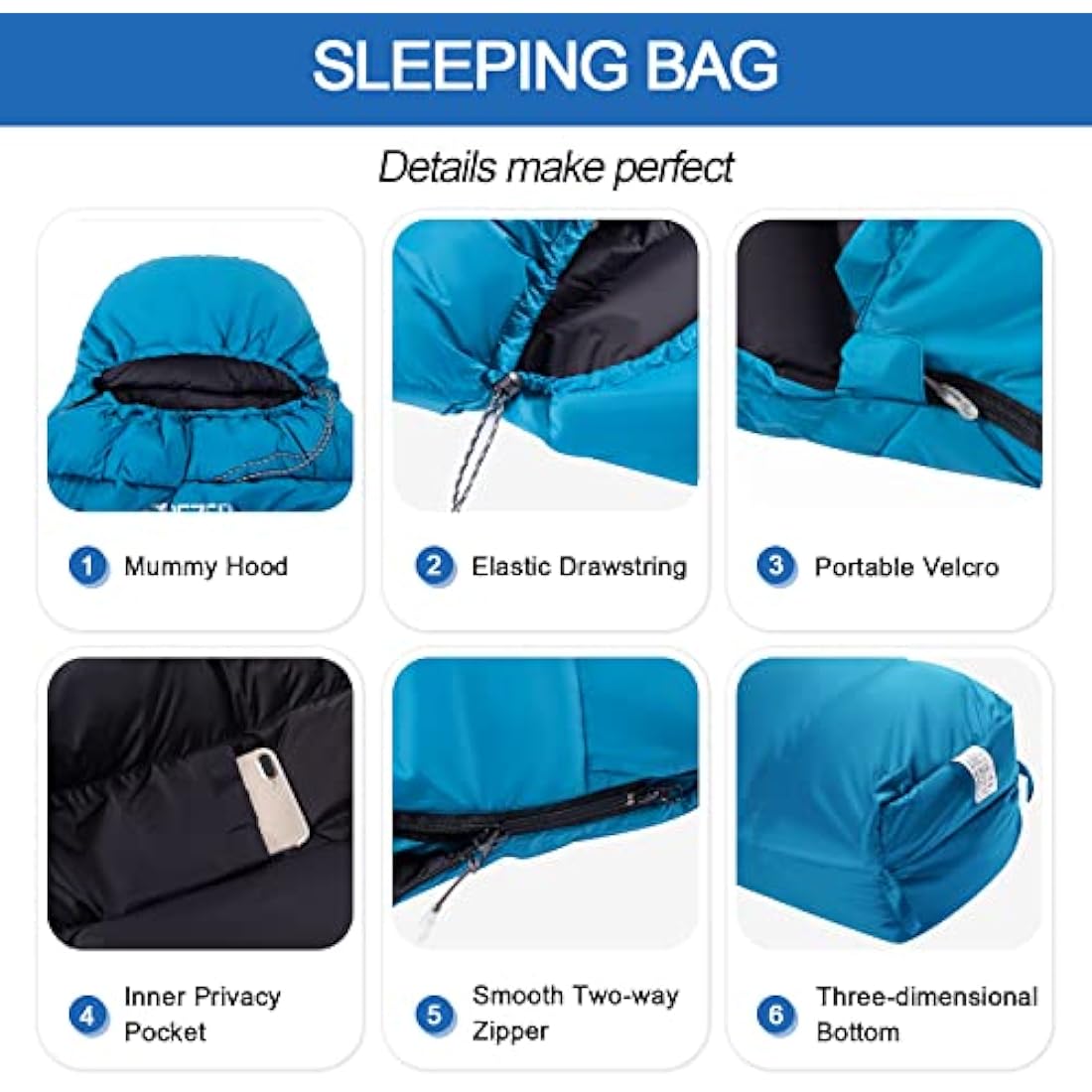 QEZER Ultralight Sleeping Bag for Adults,only 780g Backpacking Sleeping Bag Filled 600+FP Duck Down 5°C 15°C for Camping,and Hiking,Warehouse Outdoor