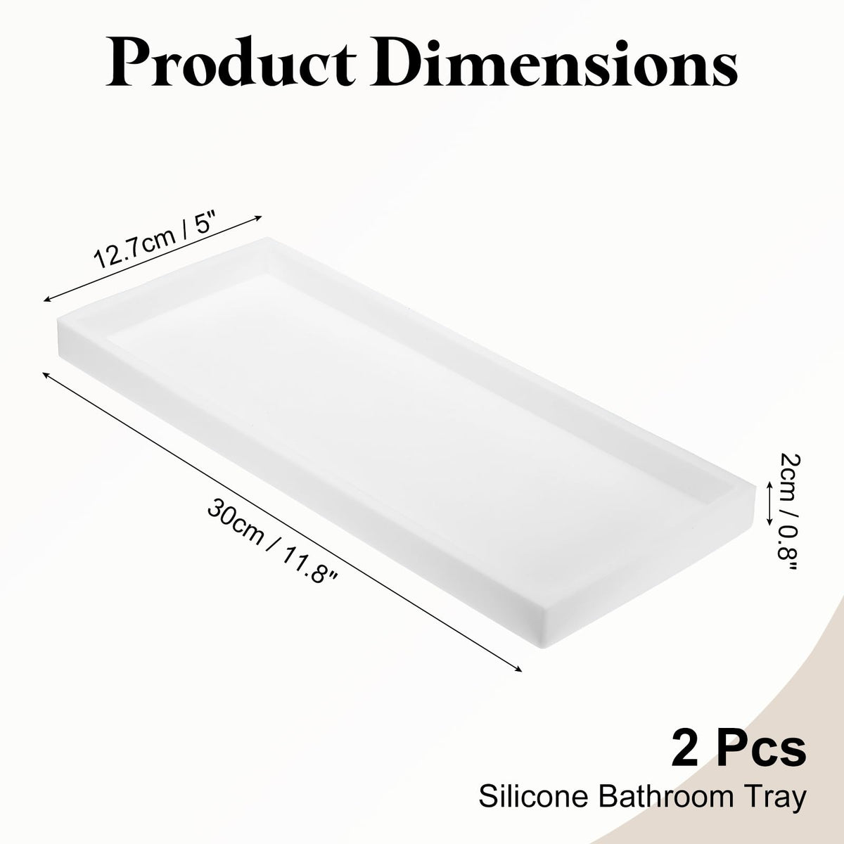 sourcing map 2Pcs Bathroom Vanity Tray, 11.8" x 5" Silicone Soap Dispenser Trays, Shatterproof Kitchen Sink Organizer for Soaps Keys Candle Trinket