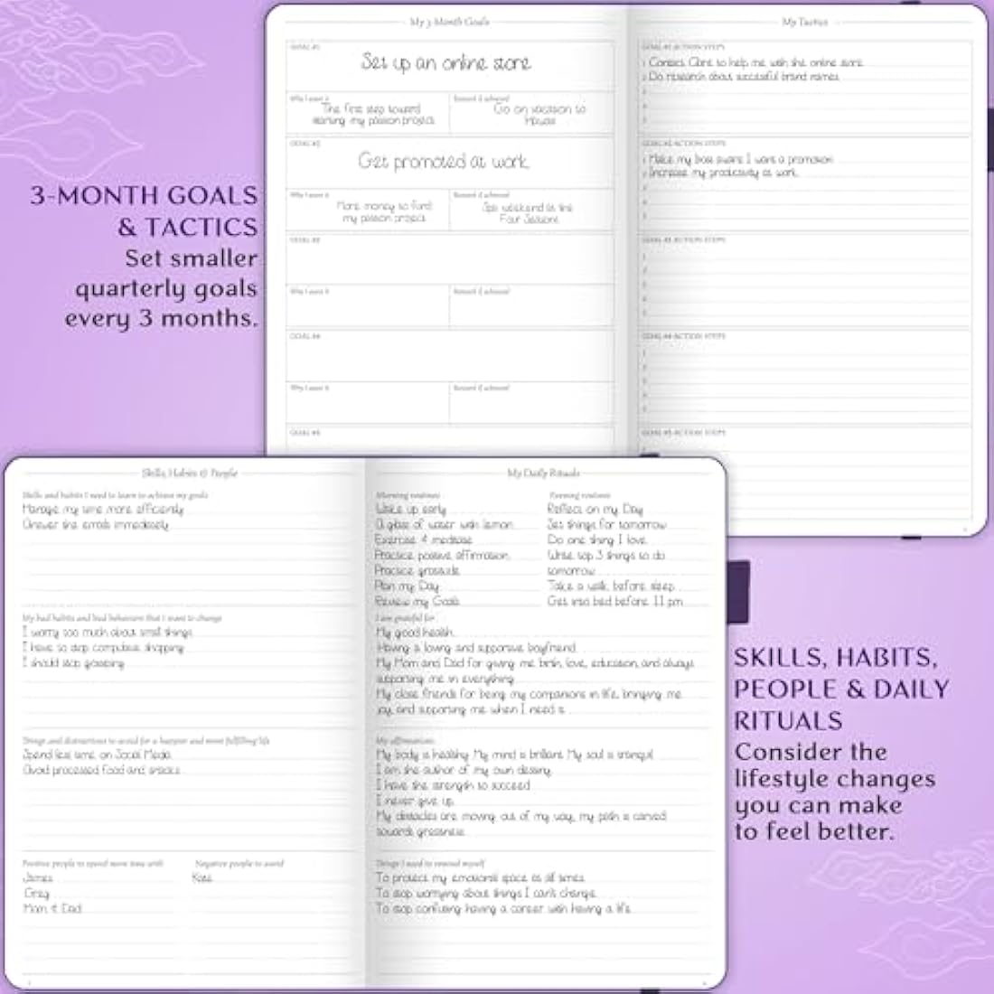 Legend Planner Daily for 3 Months – Undated Monthly Weekly & Daily Planner to Hit Goals. Organizer & Productivity Journal, A5 (Dark Purple)