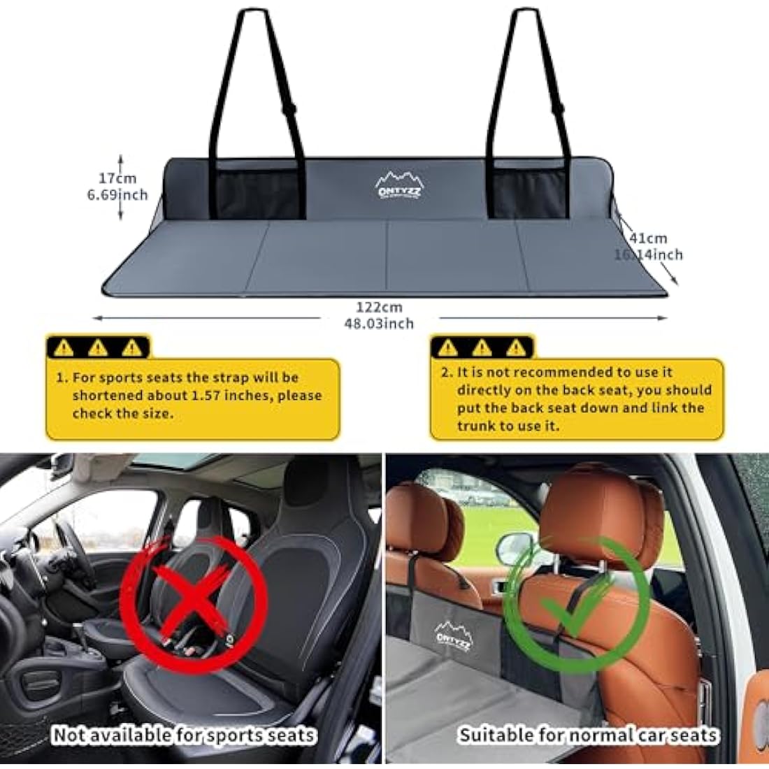 ONTYZZ Non-inflatable Car Camping Mattress Collapsible SUV Bed Mattress for Sleeping Portable Car Back Seat Extender for Car SUV Truck