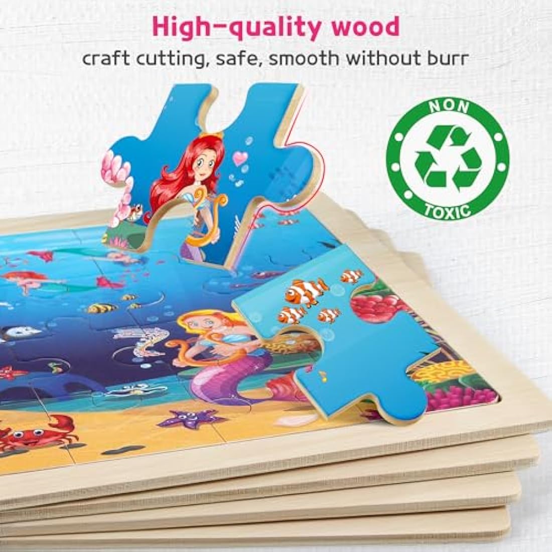 SYNARRY Unicorn Mermaid Princess Fairy Wooden Jigsaw Puzzles for Kids 3 4 5 Year Olds - 4 Packs 24 Piece Children’s Jigsaw Puzzles Age 3 4 5 6 Girls Boys