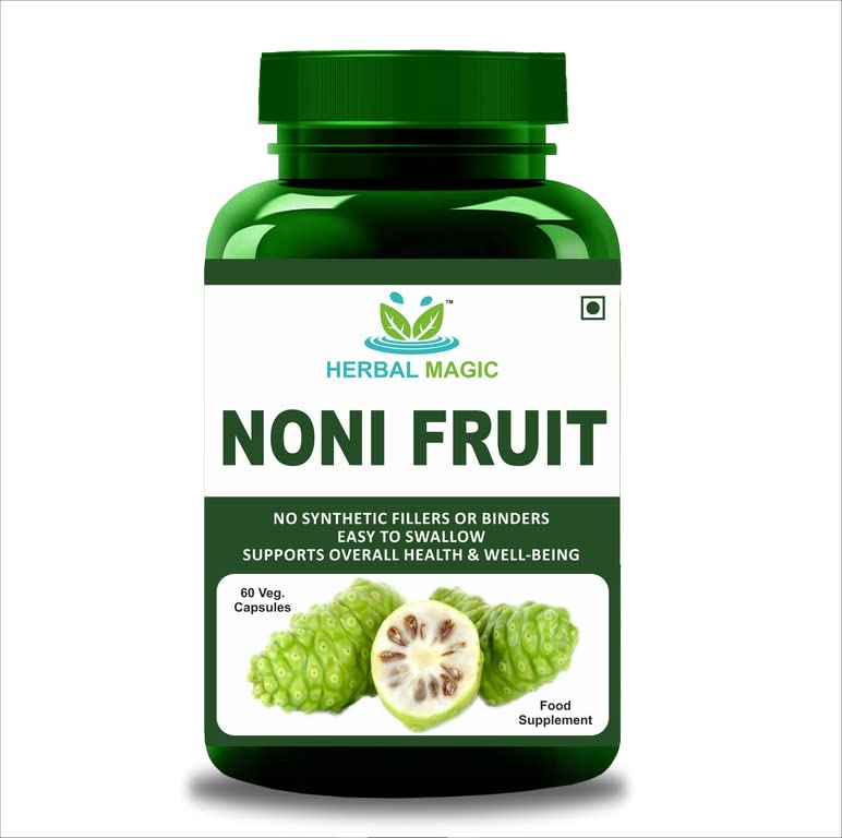 Herbal Magic's Pure & Natural Noni Fruit Capsules X 60 - Morinda, Indian Mulberry, Cheese Fruit - Sparkle Your Smoothies, Yogurt and ice Cream, Baking