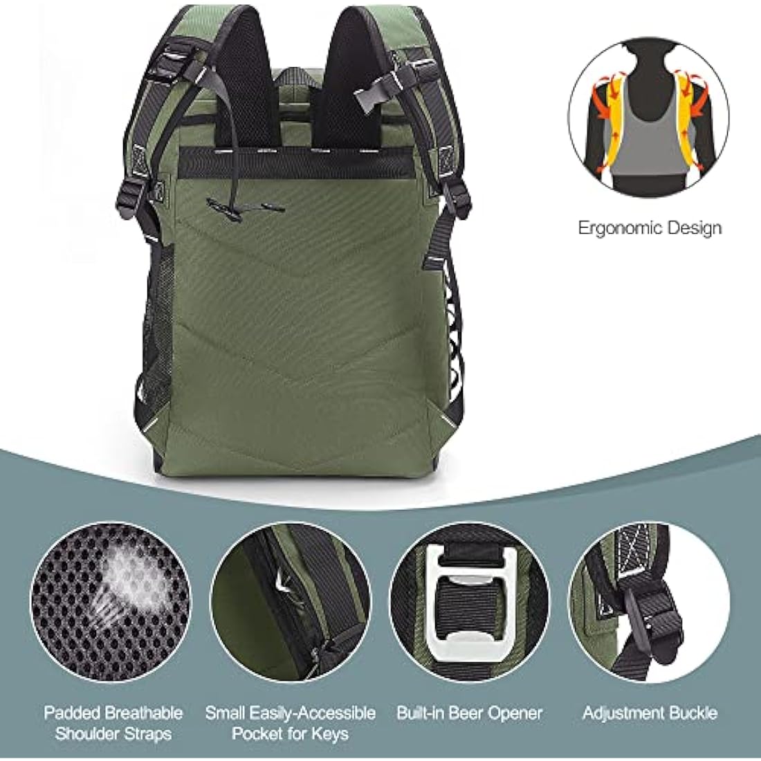 Vogshow 30L Cooler Bag Picnic Backpack Large Capacity Waterproof Cool Bag Rucksack Leakproof Insulated Backpack Cooler for Camping, Party, BBQ, Family Outdoor, Shopping, Beach, Fishing