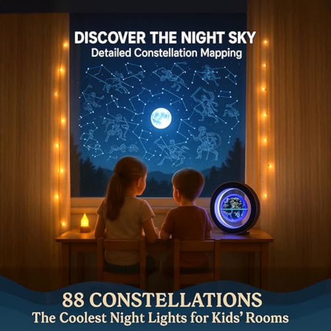 Magnetic Levitation Floating 4" Constellation Geography Led Globe Rotating for Kids,Office Desk Unique Gift Ideas or Men Birthday Tech Present