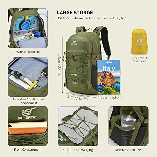SKYSPER Rucksack 35L Hiking Backpack, Lightweight Travel Backpack Camping Trekking Backpack for Men Women