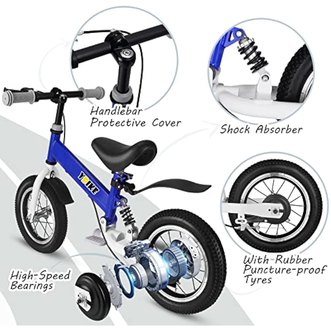 YBIKE 2 in 1 Balance Bike, 12 14 Inch Kids Bike, Suitable for 2-7 Years Old, Kids' Balance Bike with Pedal, Shock Absorber, Fenders, Brakes, 4 Colors Training Bike