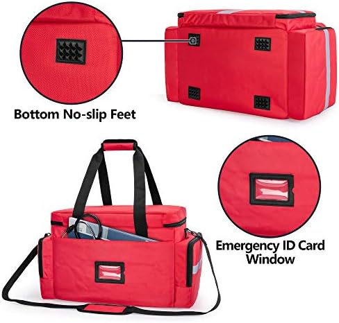 Trunab First Aid Bag Empty, Professional Medical Bag Emergency Responder Trauma Bag with Inner Dividers and Anti-Slip Bottom, Ideal for EMT, EMS, Paramedics