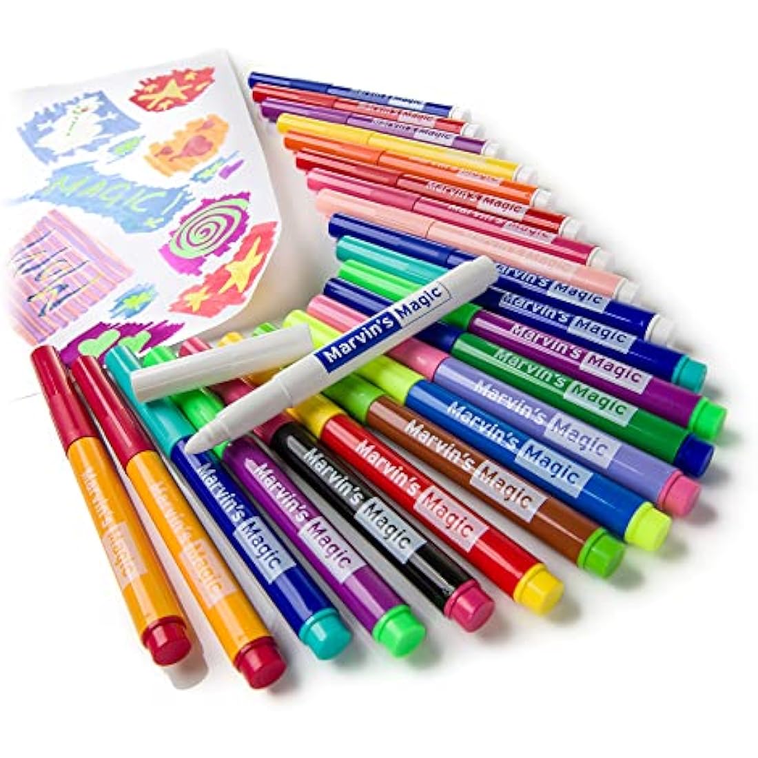 Marvin's Magic - Amazing Magic Pens - Colour Changing Magic Colouring Pens Set - Create 3D Lettering or Write Secret Messages - Magical Art Supplies (30 Markers)
