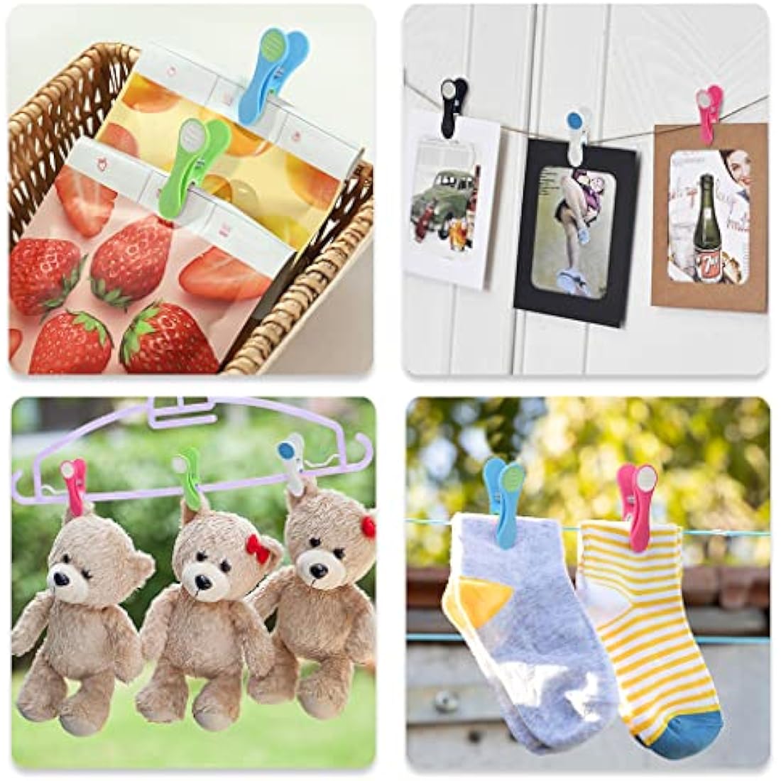 SWKJ Clothes Pegs, 30Pcs Non-Slip Laundry Pegs for Washing Line, Multicolor Heavy Duty Minky Pegs with Soft Grip Cushioned Clip for Home