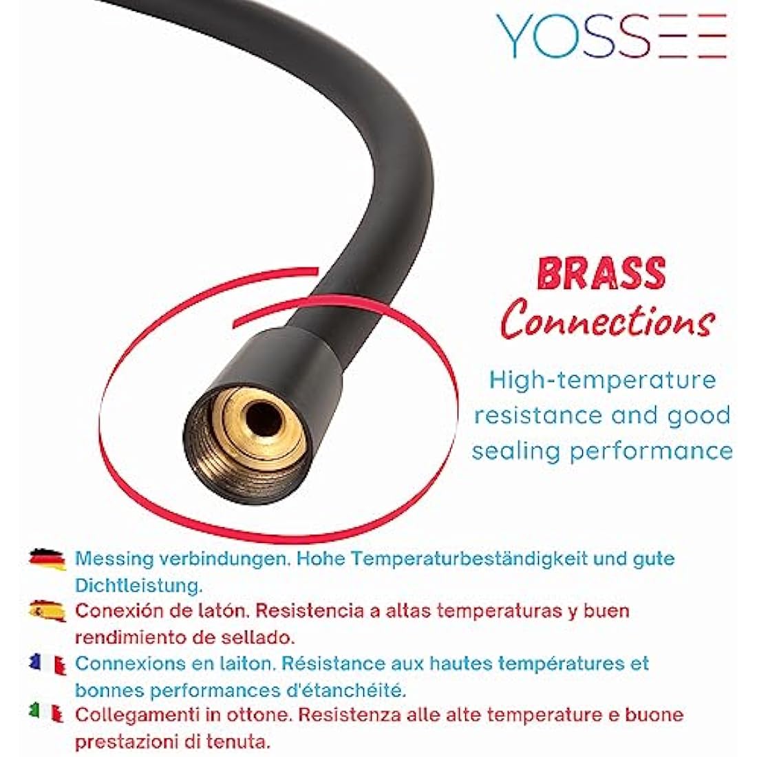 YOSSEE PVC Smooth Shower Hose 1.5M / 59 Inch with Anti-Twist Brass Connections - Universal Replacement, Flexible, Kink and Leak Proof (Black)