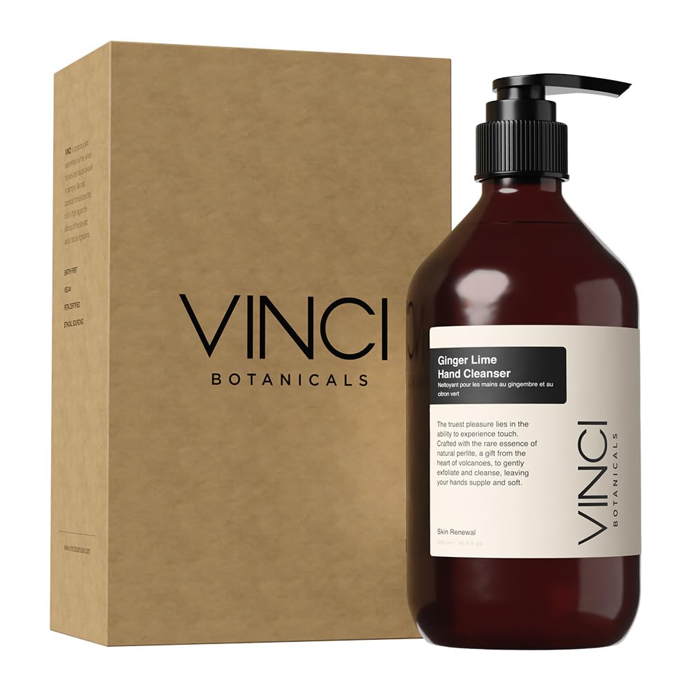 Vinci Botanicals Ginger Lime Hand Cleanser | Gentle Exfoliating Hand Wash | Cleanses & Hydrates Skin | Made with Essential Oils | Cruelty, Vegan &