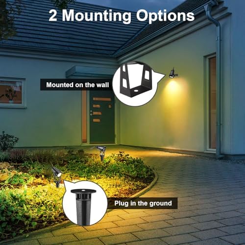 IRISECO 6-1 Garden Spotlights Mains Powered, 21M Outdoor Spot Lights with Adapter, 12V Low Voltage LED Garden Lighting, IP65 Waterproof Spike Lights, Landscape Spotlights for Yard Patio (3000K)
