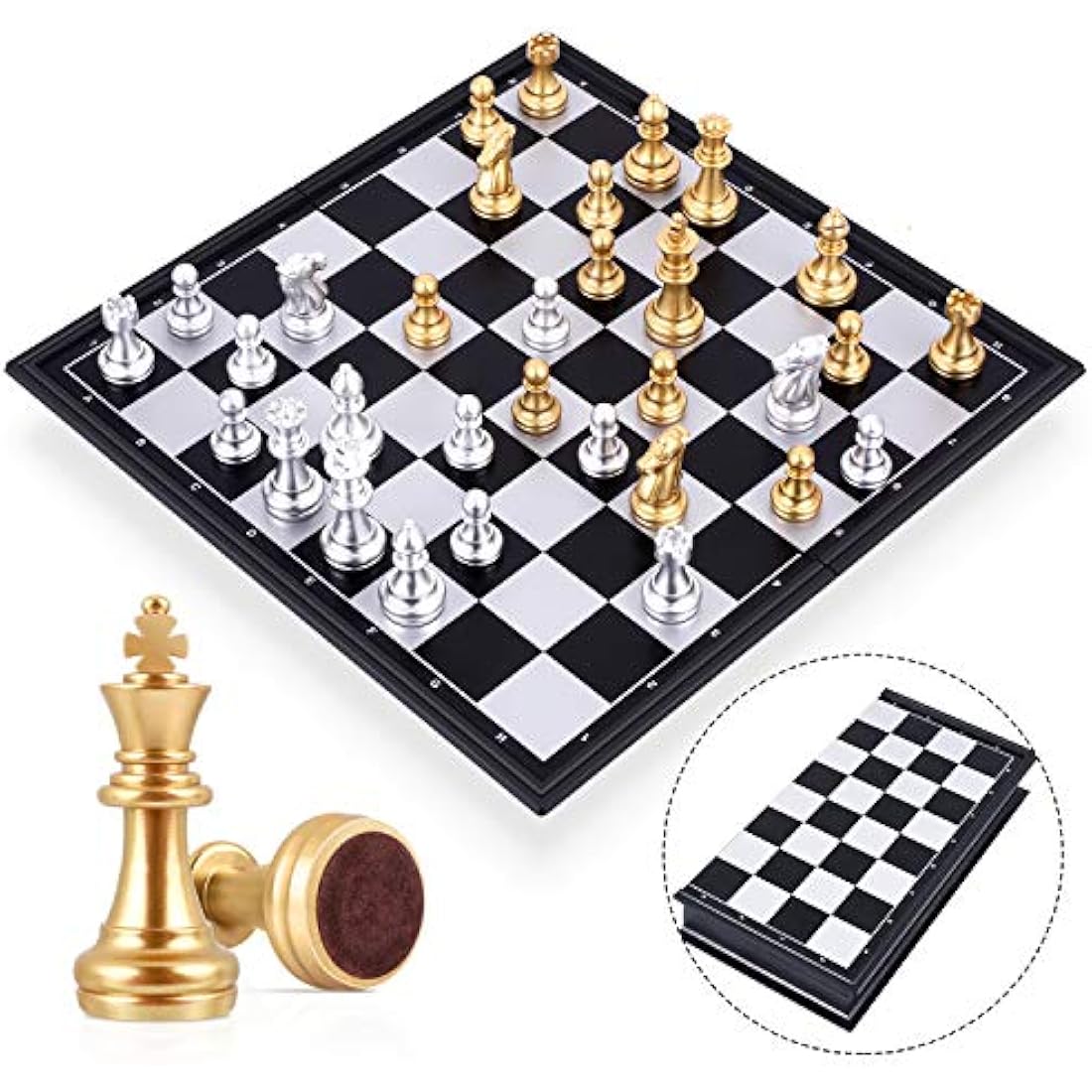 Peradix Travel Chess Board Set - Magnetic Chess Pieces, Portable/Foldable Board, Educational Toys for Kids/Adults, Traditional Game Gift, 2 Players, Ages 7+