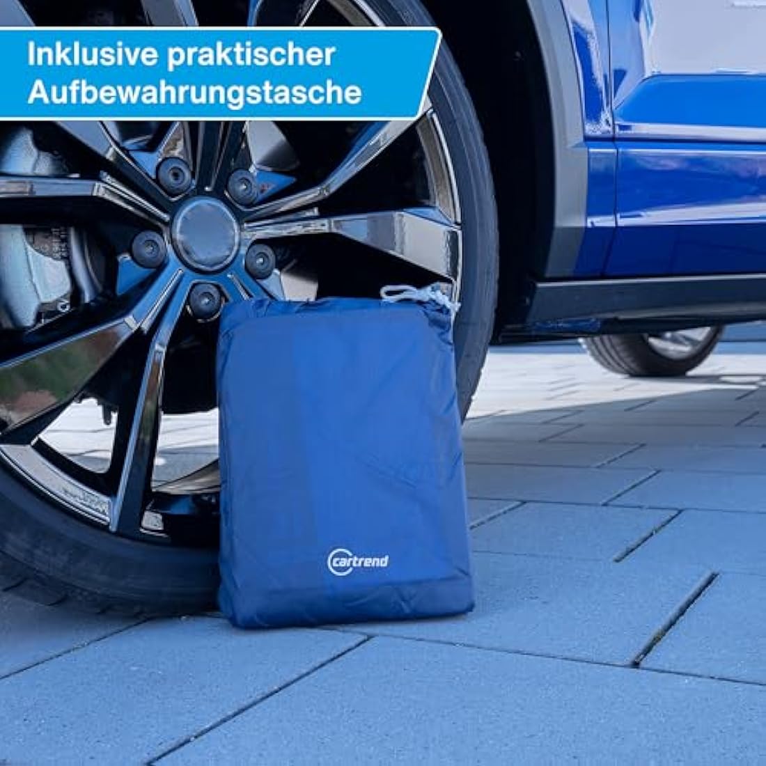 Cartrend 70338 Half car cover "New Generation", weatherproof, size S, polyester blue, for VW Polo and similar models