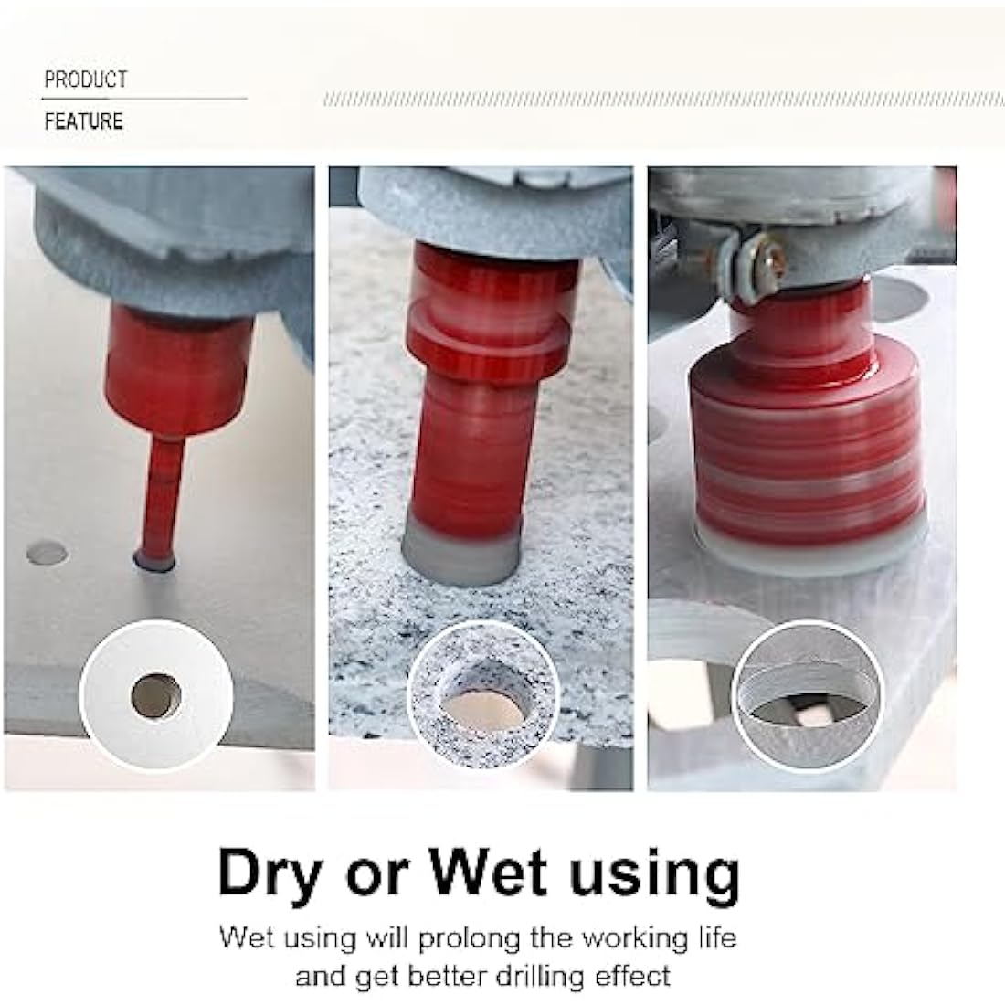 SHDIATOOL Dry Diamond Drill Core Bits 4pcs/Set Dia 20/25/35/50mm Vacuum Brazed M14 Connection for Tile Porcelain Granite Marble