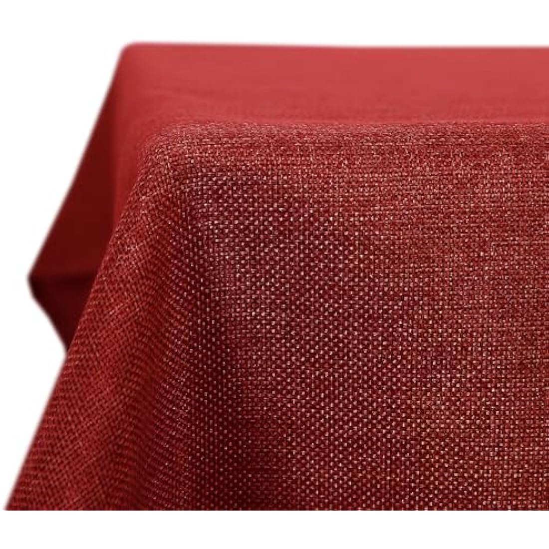 Deconovo Faux Linen Tablecloth 55x98in(140x250cm) Water Resistant Table Cloth Wipeable Table Cloth for Christmas Red