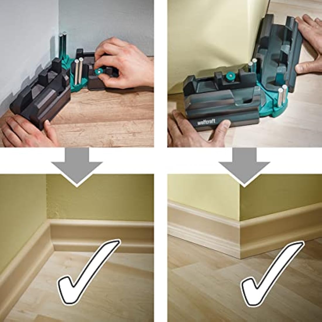 wolfcraft Bevel and Mitre Box, 100 mm I 6948200 I 2-in-1 Product for Precise baseboards with Automatic Mitre Transfer - Made in Europe