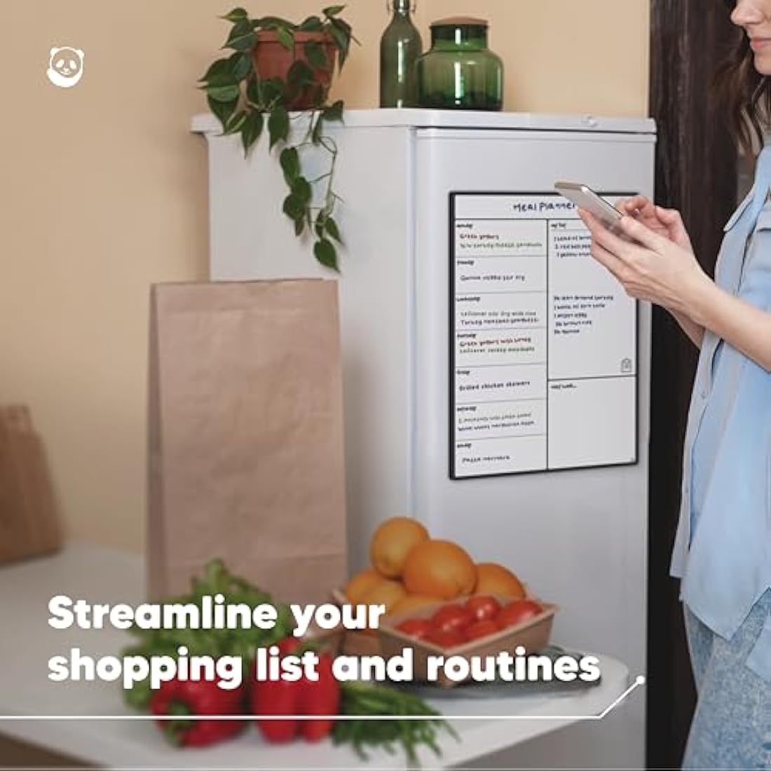 Smart Panda A3 Magnetic Whiteboard Fridge Calendar - Meal Planner and Shopping List White Board - Memo Board and Family Planner Notice Board - Weekly