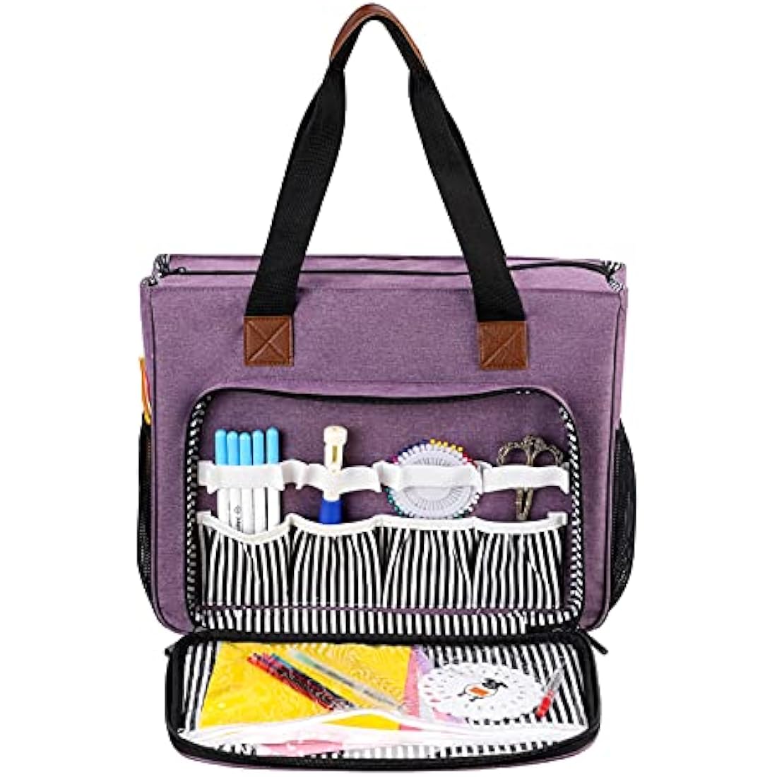 Coopay Craft Bag for Cross Stitch Crochet Knitting, Embroidery Bag Organiser Craft Tote Bags for Needlework Projects Crafting Storage, Lightweight Travel Diamond Art Carrying Bag Large, Crafter's Gift
