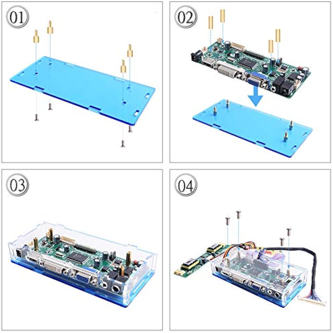 owootecc NT68676 HDMI VGA DVI Arcade Audio Input LCD Controller Driver Board Kit with Acrylic Case For HSD190MEN4 M170EN06 M170EG01 17" 19" 1280x1024 4CCFL 30Pin LCD Panel, Fit for Arcade1Up Monitor