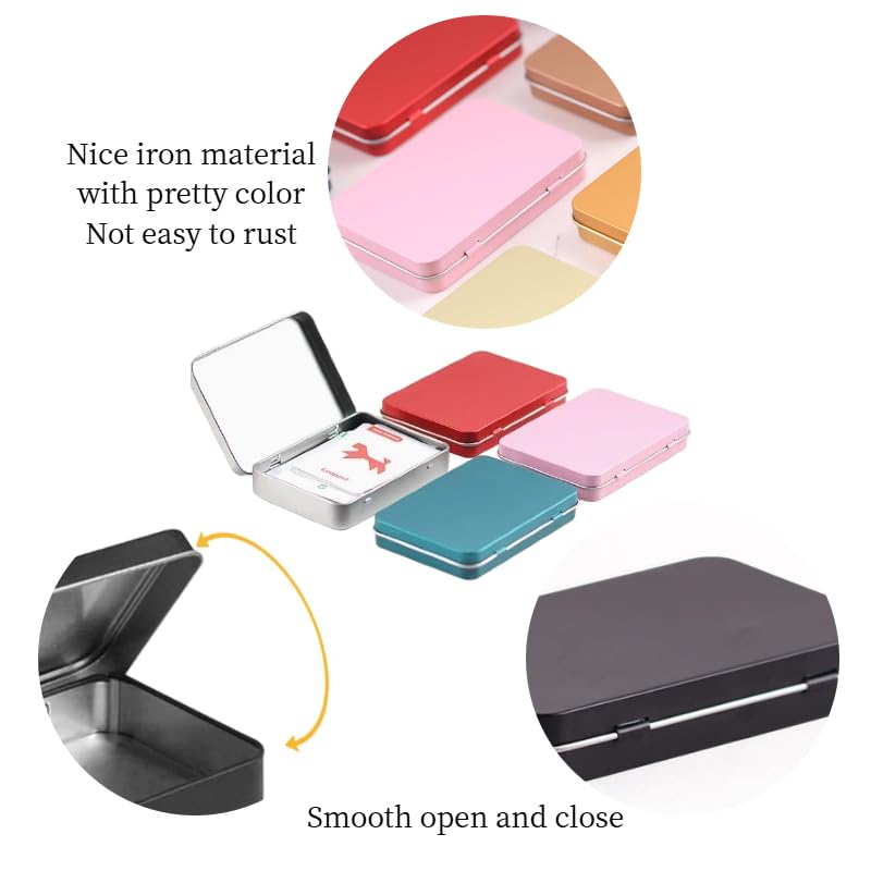 Leliafleury Green Hinged Tin Box 10.8 * 7.6 * 1.77cm Rectangular Tins Container Metal Empty Storage Tins For Small Items Home Supplies