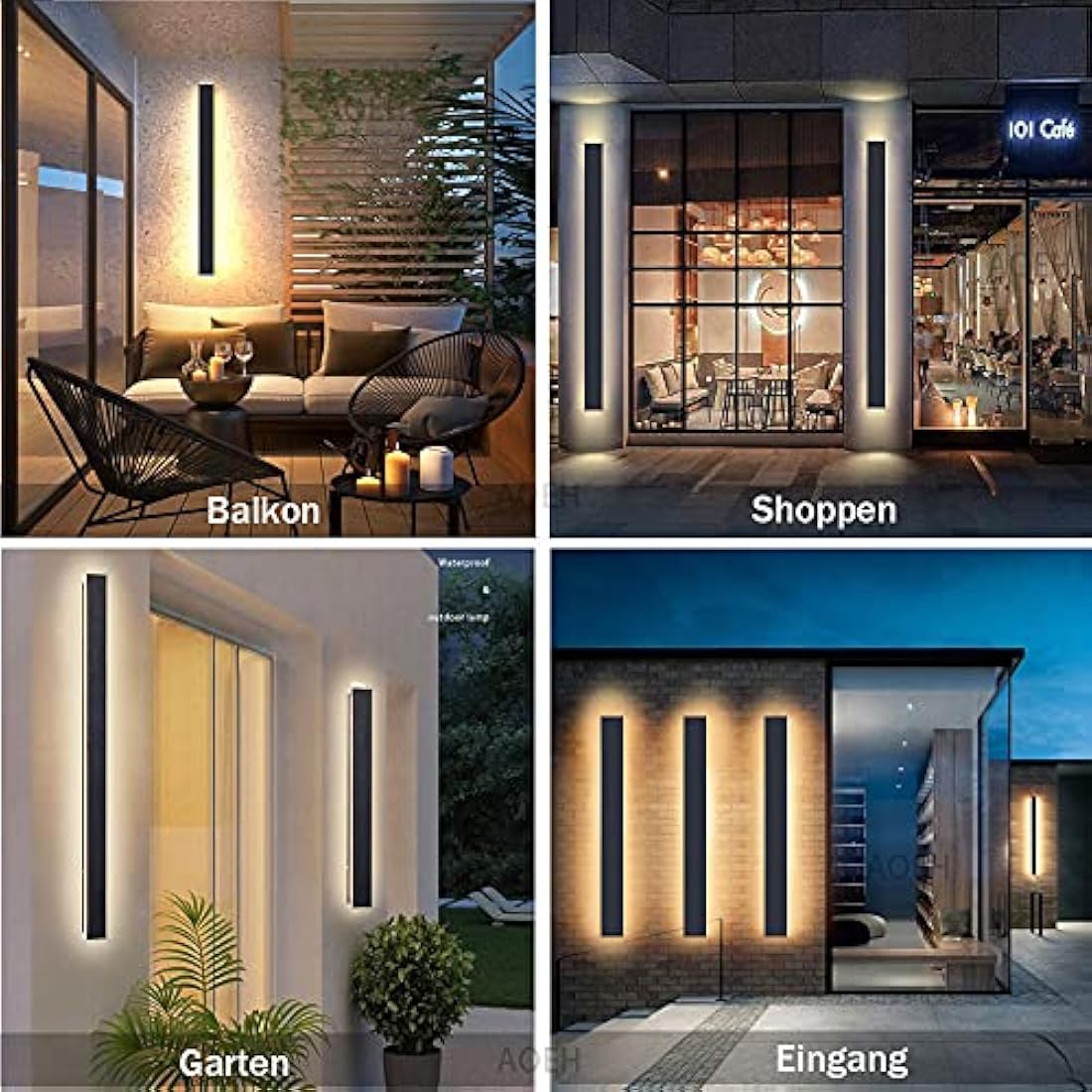 Outdoor Wall Lights LED Black Long Wall Sconce Ip65 Waterproof Outside Lights Rectangular Wall Lighting 3000k 40W Aluminum Exterior/Indoor Wall Light For Garden Villa Porch Terraces Garage,115cm*1