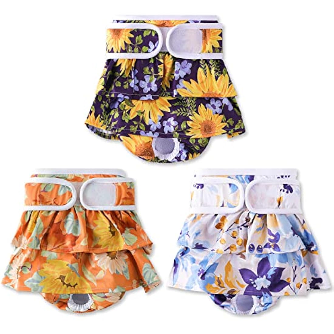 COMSLE Dog Nappies Female X Small 3 Pack, Dog Period Heat Pants in Season, Super Absorbent & Adjustable Sanitary Reusable Doggy Puppy Diapers