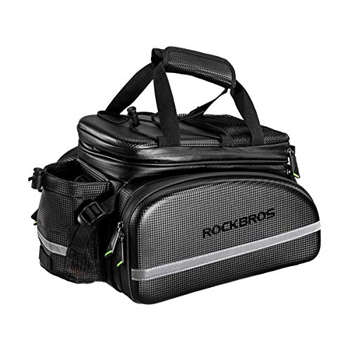 ROCKBROS Bike Pannier Bag Waterproof Bike Trunk Bicycle Carrier Rear Rack Bag Portable Seat Pannier Carbon Texture Large Storage Pouch Capacity 17-35L