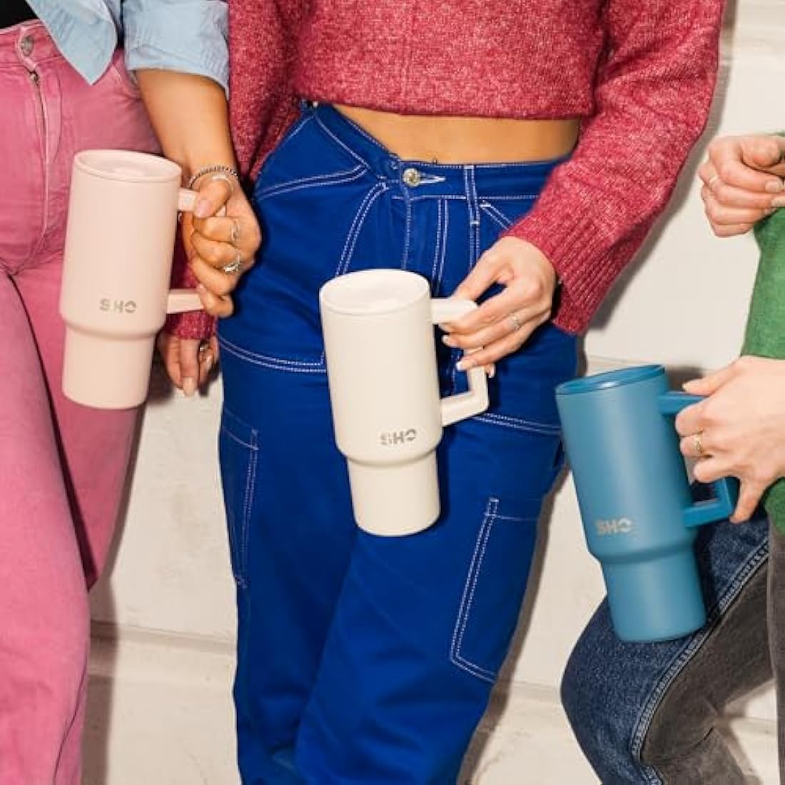 SHO XL Tumbler - Insulated Stainless Steel Reusable Water Bottle Iced Coffee Travel Mug with Handle, Straw Lid & Slider Lid - 900ml / 30 oz - Cold 24 Hours - Hot 12 Hours (Soft Taupe, 900ml)