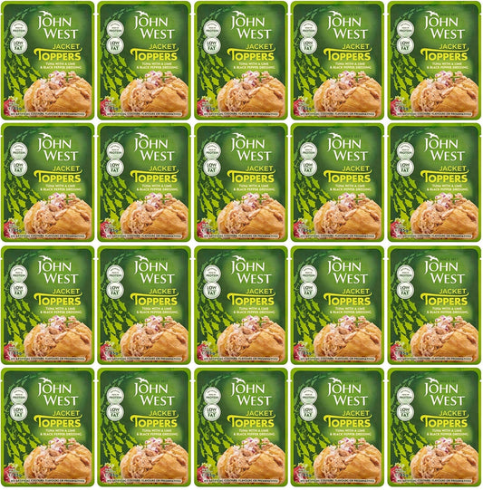20 x John West Jacket Toppers Tuna With A Lime & Black Pepper Dressing 85G