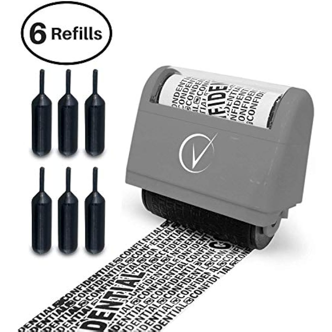 Vantamo Address Blocker Stamp for Hiding Sensitive Information, Wide Identity Theft Protection Roller Stamp with 6 Refills, Confidential Ink Roller for Personal Data Theft Prevention, Classy Gray