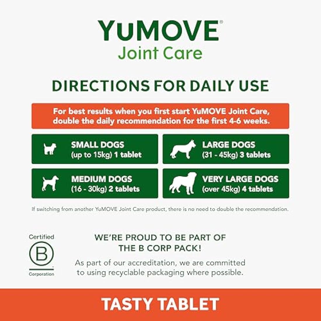 YuMOVE Joint Supplement for Young and Active Dogs, Essential Dog Hip and Joint Support with Glucosamine, Chondroitin & Green Lipped Mussel, for Dogs Aged up to 5, 240 Tablets