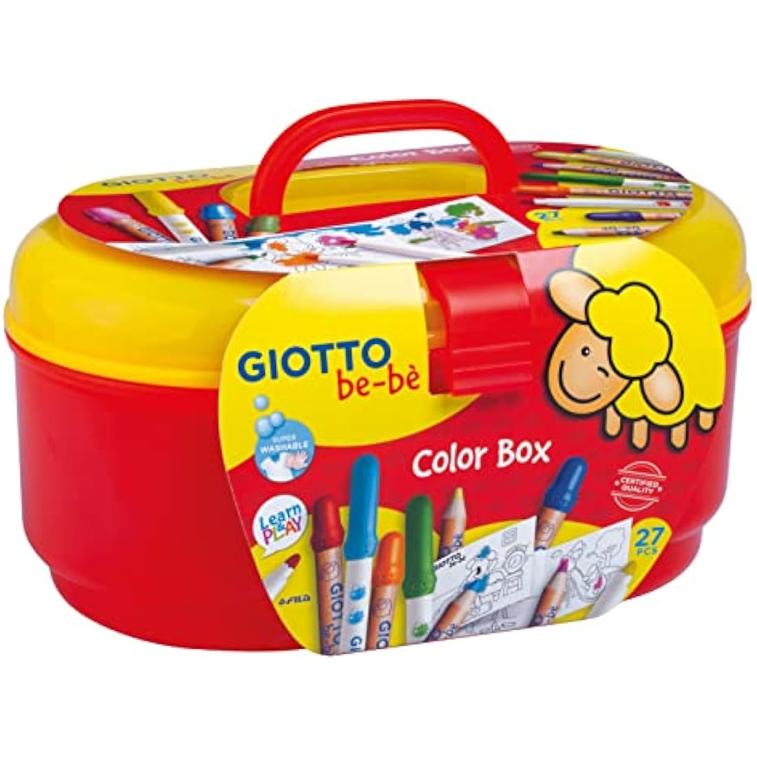 GIOTTO be-bè Large Colour Box for Young Children, 27 Pieces, Pencils/Felt-Tip Pens, Assorted Colours, Colouring Pack, For Home and Schools