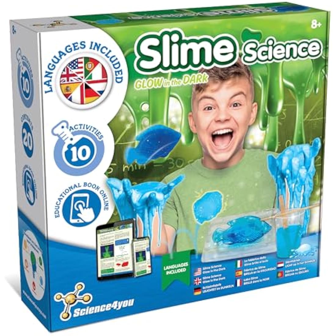 Science4you Slime Making Kit for Kids Age 7 8 9 10+, Make Your Own Glow in The Dark Slime, 10 Scientific Experiments, Toys and Games for Childrens, Educative Gifts for Boys & Girls Age 8 9 10+