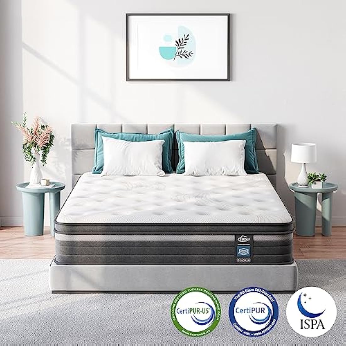 TeQsli Gel Individually Pocket Sprung Single Mattress 3FT with Breathable Soft Fabric, 10 Inch Hybrid Mattress Single for Pressure & Back Pain Relief, Medium Firm Mattress in a Box-90x190x25cm