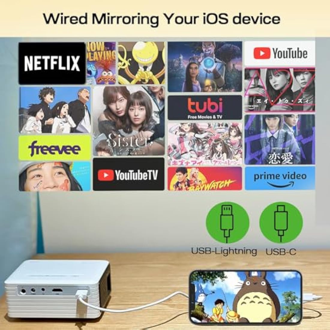 Mini Projector, YOTON Y3 14000 Lumen Portable Phone Home Projector, 2025 Upgraded with 50% Zoom HD 1080P Supported, Small Projectors Compatible TV Stick, iOS, Android, Laptop, PS5