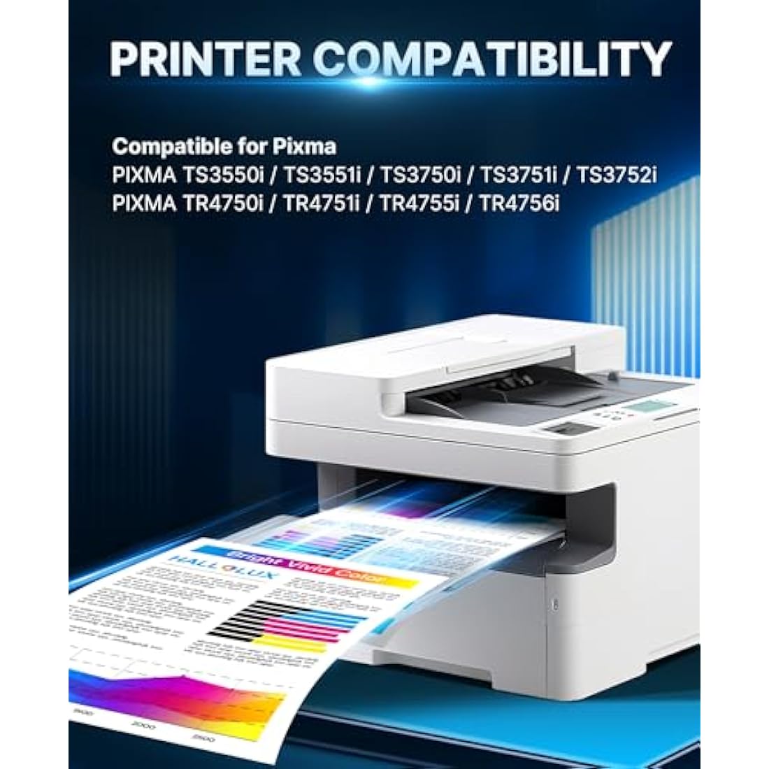 HALLOLUX PG-575XL CL-576XL Black/Tri-color 2-Pack Remanufactured Ink Cartridges Replacement for Canon 575 XL 576 XL for Canon PIXMA TS3550i TS3551i TR4750i TR4751i Printer