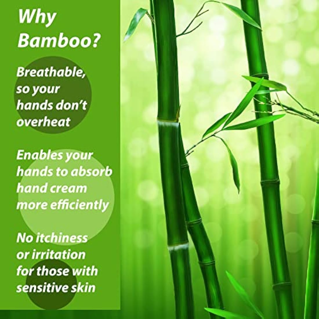 Bamboo Gloves for Eczema, Black, Medium, Women and Men, Dry Hands, Overnight Moisturising Gloves, 3 Pairs