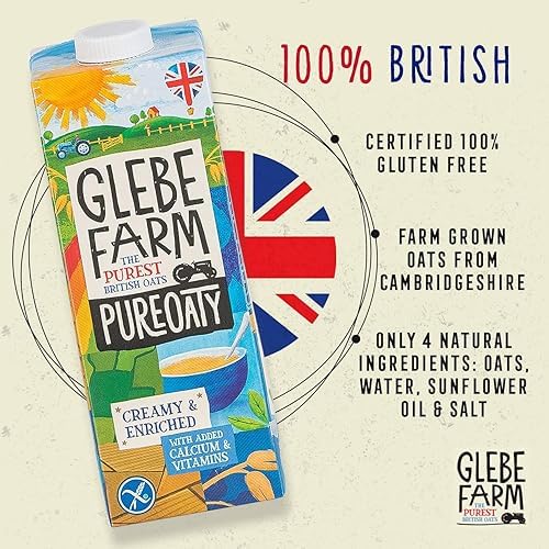 Glebe Farm PureOaty Creamy & Enriched - Barista Style Gluten Free Dairy Free & Vegan Coffee Creamer, High Protein with Calcium & Vitamin B12, 6 x 1 Litre