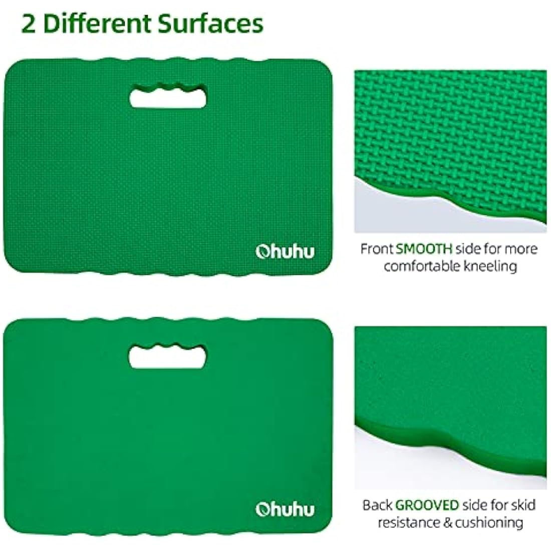 Ohuhu Premium Thick Kneeling Pad, Large Comfortable Gardening Knee Pad Kneeling Mat with 2 Different Surfaces, Extra Thick Knee Cushion for Gardening, Work, Baby Bath, Green