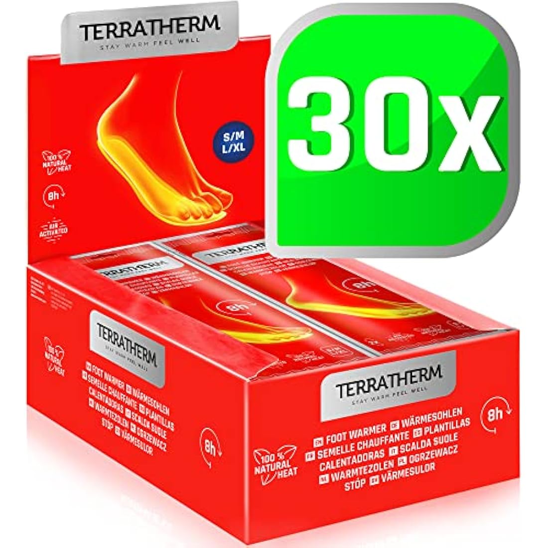 TerraTherm Insole Foot Warmers - 5, 10 or 30 Pairs - Feet and Heat Warmers, Heated Insoles for Shoes