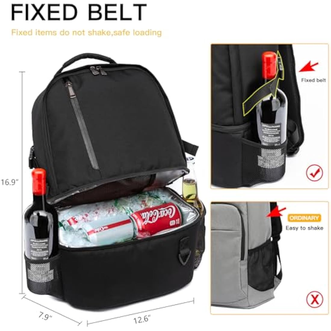 TUGUAN Insulated Cooler Backpack 28L Leakproof Cool Bag Rucksack Double Deck Bottom Thermal Compartment Picnic Backpack for Lunch, Beach, Camping