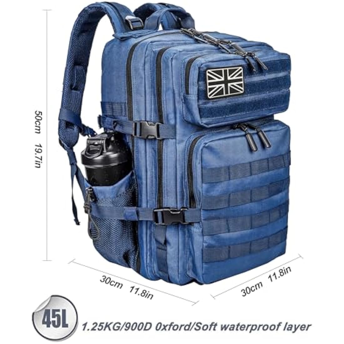 LHI Military Tactical Backpack for Men and Women 45L Large waterproof Rucksack for School, Hiking, Trekking, Hunting