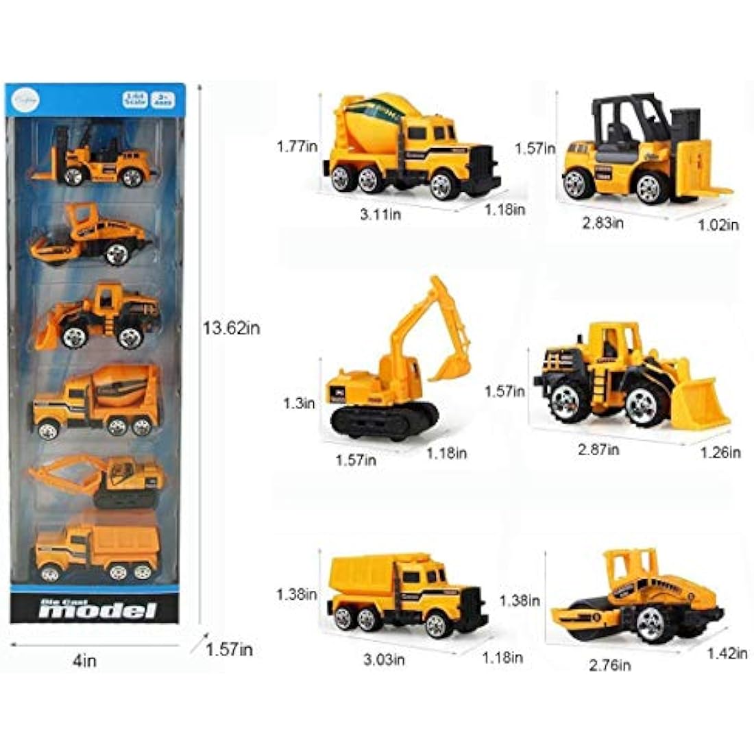 Coolplay Mini Construction Vehicles Kids Little Truck Cars Toy Pack Roller Bulldozers Forklift Excavator Asphalt Car Dump Set for Kids