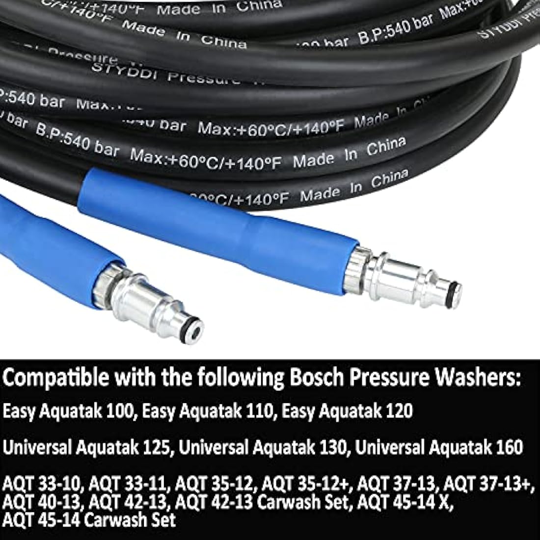 STYDDI 10M High Pressure Washer Replacement Hose for Bosch AQT Pressure Washer with Quick Connect SDS Fittings