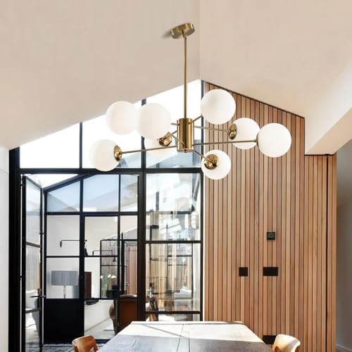 KCO Lighting 8-Light Glass Sputnik Chandelier Modern Gold Pendant Light Fixture Vintage Globe Ball Flush Mount Kitchen Island