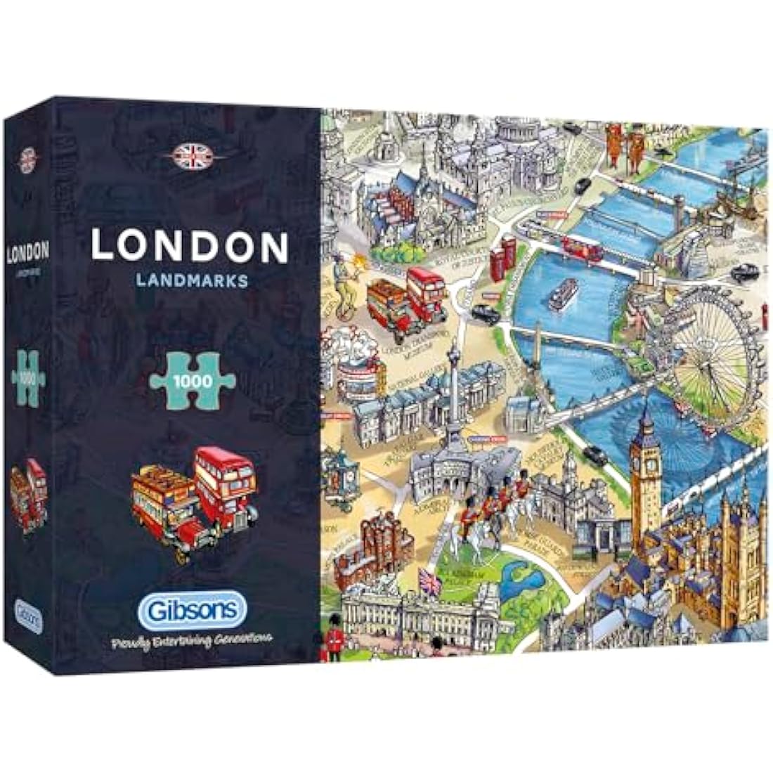 London Landmarks | 1000 Piece Jigsaw Puzzle | London Map Puzzle | Sustainable Puzzle for Adults | Premium 100% Recycled Board | Great Gift for Adults | Gibsons Games