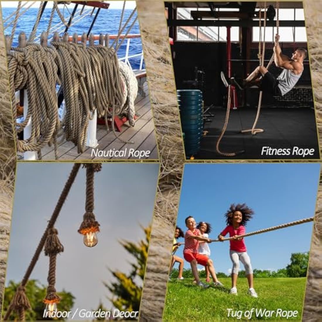 Aoneky Jute Rope - 14/16/20/25/30/40/50mm Heavy Duty Twisted Natural Hemp Rope for Garden, Tug of war, Nautical, Chandelier, Climbing Hammock and DIY Art Ideas for Decorate (30mm /30m)