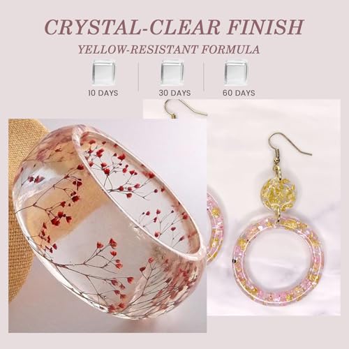Bsrezn 1000g Bulk UV Resin Hard, Crystal Clear Large UV Cure Epoxy Resin Kit Premixed Resina UV Transparent Solar Activated Glue for Jewelry Making Fast Curing 1KG with 6 Colors Mica Powder