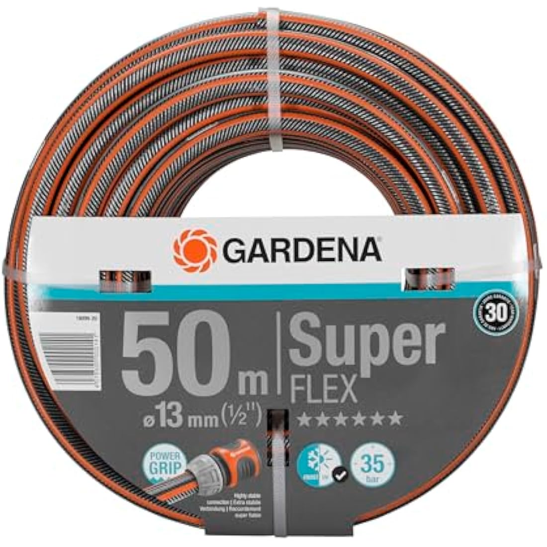 Gardena Premium Superflex Hose, 13 mm (1/2 inch), 50 m: Garden Hose with Power Grip Profile, 35 bar Burst Pressure, Highly Flexible, Keeps its Shape, Frost/UV Resistant (18096-20)